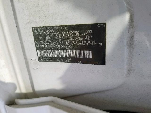 JTLZE4FE9CJ023993 - 2012 TOYOTA SCION XB თეთრი ფოტო 10