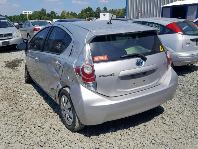 JTDKDTB38D1541609 - 2013 TOYOTA PRIUS C SILVER photo 3