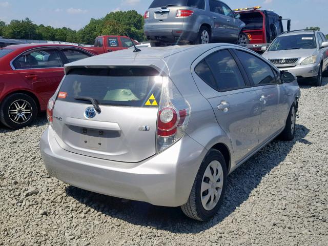 JTDKDTB38D1541609 - 2013 TOYOTA PRIUS C SILVER photo 4