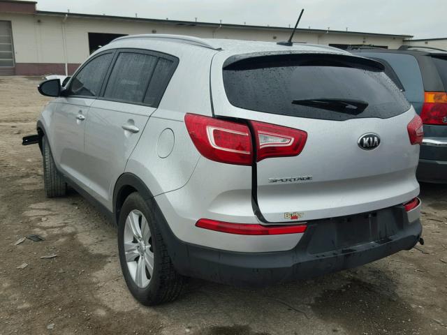 KNDPB3A27D7398301 - 2013 KIA SPORTAGE B SILVER photo 3