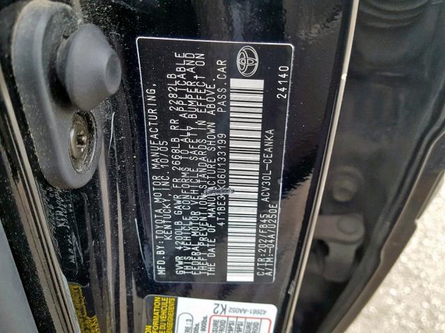 4T1BE32K06U133199 - 2006 TOYOTA CAMRY LE BLACK photo 10