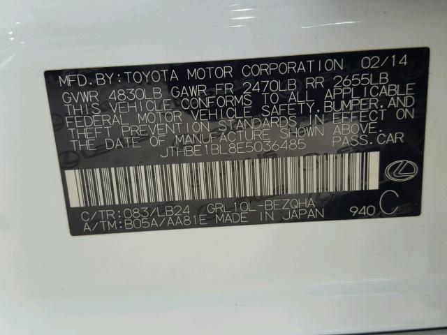 JTHBE1BL8E5036485 - 2014 LEXUS GS 350 WHITE photo 10