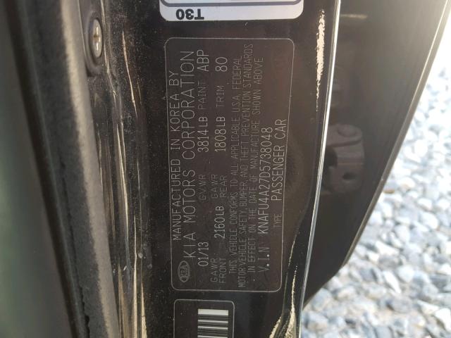 KNAFU4A27D5738048 - 2013 KIA FORTE EX BLACK photo 10