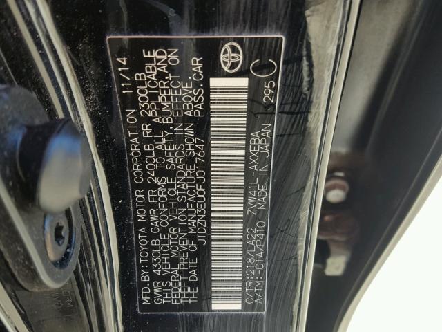 JTDZN3EU0FJ017647 - 2015 TOYOTA PRIUS V BLACK photo 10