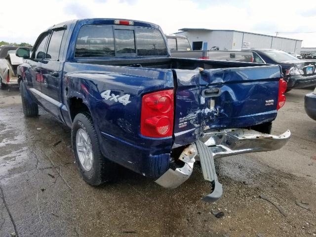 1D7HW48N65S277729 - 2005 DODGE DAKOTA QUA BLUE photo 3