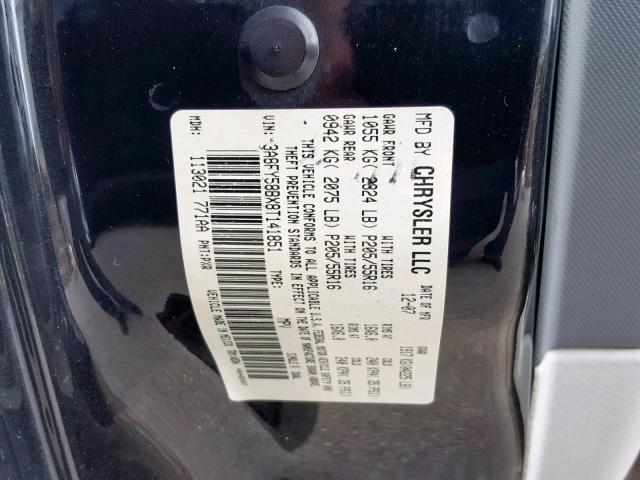 3A8FY58BX8T141851 - 2008 CHRYSLER PT CRUISER BLACK photo 10