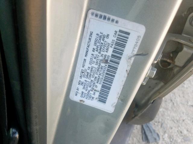 5Y2SL62893Z419499 - 2003 PONTIAC VIBE SILVER photo 10