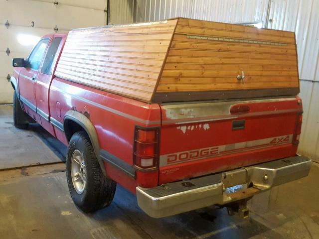 1B7GG23X2SS156627 - 1995 DODGE DAKOTA RED photo 3