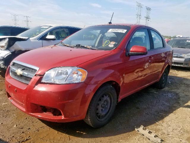 KL1TD56E89B622842 - 2009 CHEVROLET AVEO LS RED photo 2