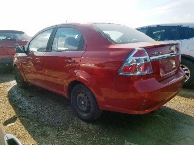 KL1TD56E89B622842 - 2009 CHEVROLET AVEO LS RED photo 3