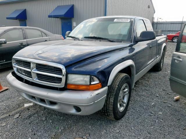 1D7GL42K04S524356 - 2004 DODGE DAKOTA SLT BLUE photo 2