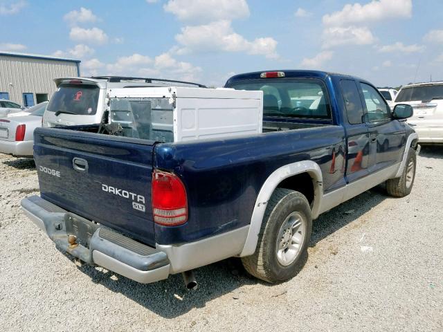 1D7GL42K04S524356 - 2004 DODGE DAKOTA SLT BLUE photo 4