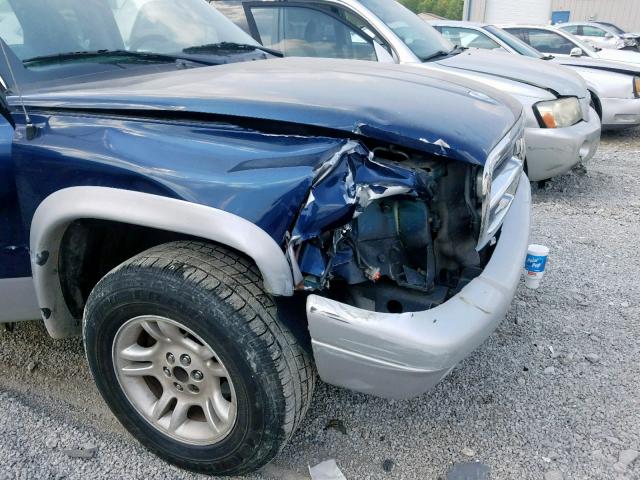 1D7GL42K04S524356 - 2004 DODGE DAKOTA SLT BLUE photo 9