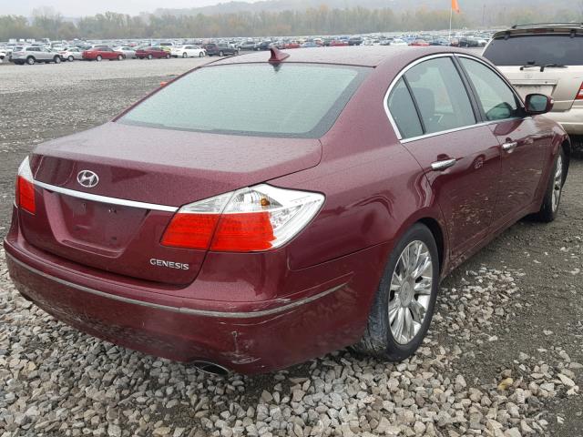 KMHGC46E99U017025 - 2009 HYUNDAI GENESIS 3. MAROON photo 4