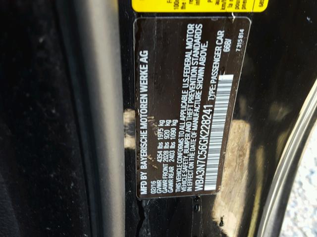 WBA3N7C56GK228241 - 2016 BMW 428 I BLACK photo 10