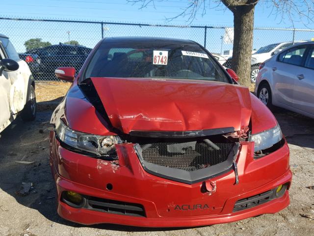 19UUA76508A020654 - 2008 ACURA TL TYPE S RED photo 9