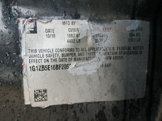 1G1ZB5E16BF205993 - 2011 CHEVROLET MALIBU LS 黑色 照片 10