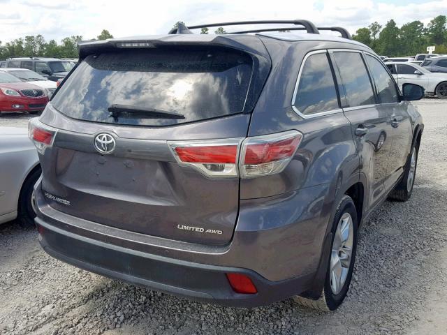 5TDDKRFH9FS152894 - 2015 TOYOTA HIGHLANDER GRAY photo 4