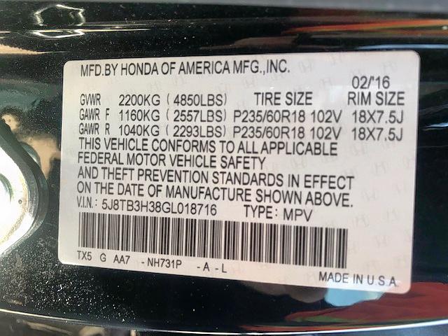 5J8TB3H38GL018716 - 2016 ACURA RDX BLACK photo 10