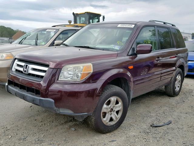 5FNYF18208B003880 - 2008 HONDA PILOT VP BURGUNDY photo 2