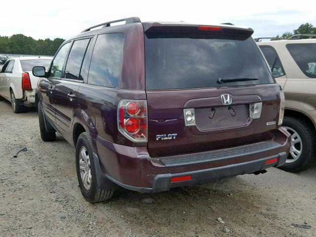 5FNYF18208B003880 - 2008 HONDA PILOT VP BURGUNDY photo 3