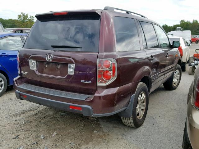 5FNYF18208B003880 - 2008 HONDA PILOT VP BURGUNDY photo 4