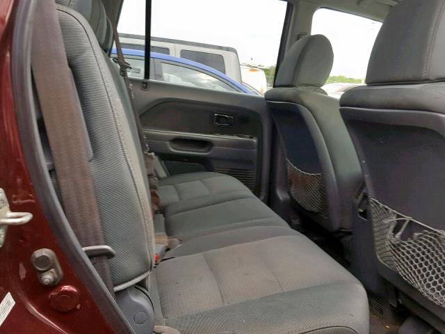 5FNYF18208B003880 - 2008 HONDA PILOT VP BURGUNDY photo 6