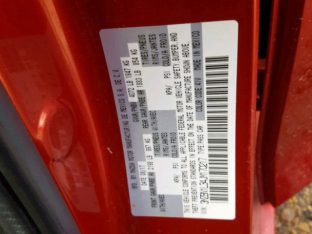 3MZBN1L34JM170217 - 2018 MAZDA 3 TOURING RED photo 10