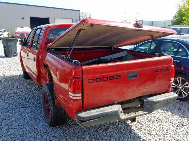 1B7GG2AX21S108580 - 2001 DODGE DAKOTA QUA RED photo 3