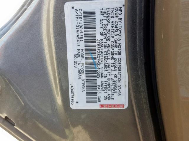 JT8BF28G7W0140509 - 1998 LEXUS ES 300 TWO TONE photo 10