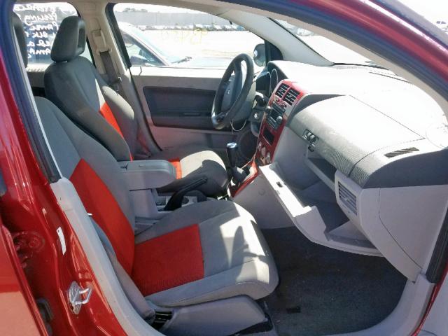 1B3HB48C87D524939 - 2007 DODGE CALIBER SX RED photo 5