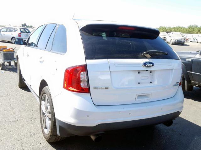 2FMDK3J97DBC17880 - 2013 FORD EDGE SEL WHITE photo 3