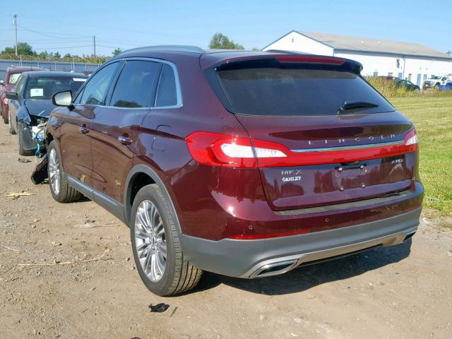 2LMPJ8LRXJBL30037 - 2018 LINCOLN MKX RESERV BURGUNDY photo 3