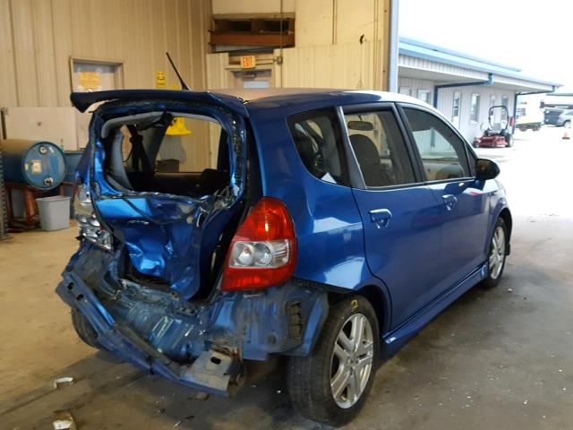 JHMGD37638S070895 - 2008 HONDA FIT SPORT BLUE photo 4