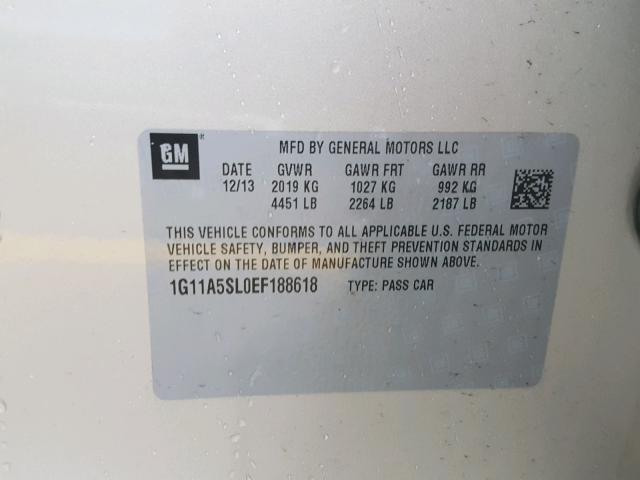 1G11A5SL0EF188618 - 2014 CHEVROLET MALIBU LS თაფლისფერი ფოტო 10