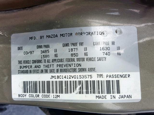 JM1BC1412V0153575 - 1997 MAZDA PROTEGE DX BROWN photo 10