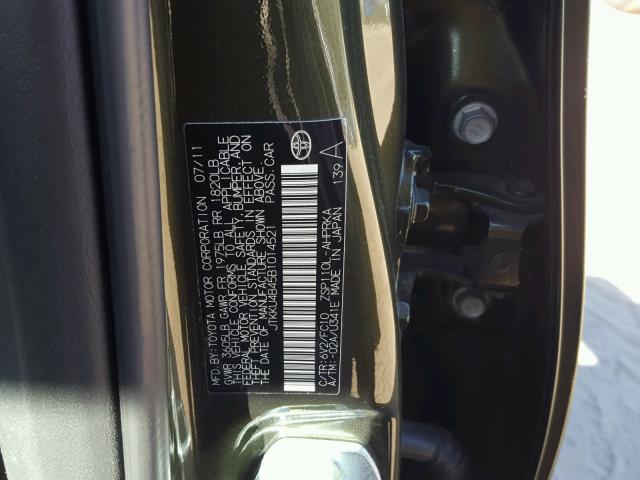 JTKKU4B45B1014521 - 2011 TOYOTA SCION XD GREEN photo 10