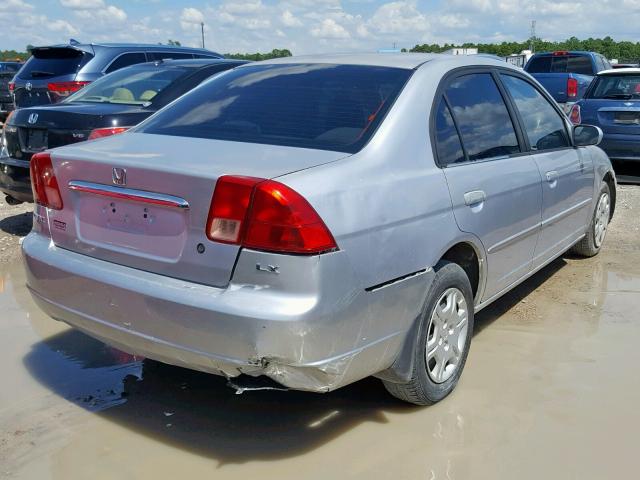 1HGES16581L007241 - 2001 HONDA CIVIC LX SILVER photo 4