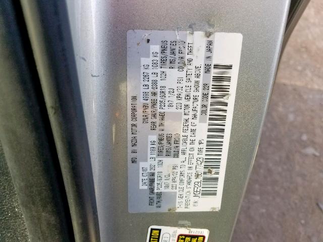 JM3ER29L180177423 - 2008 MAZDA CX-7 SILVER photo 10