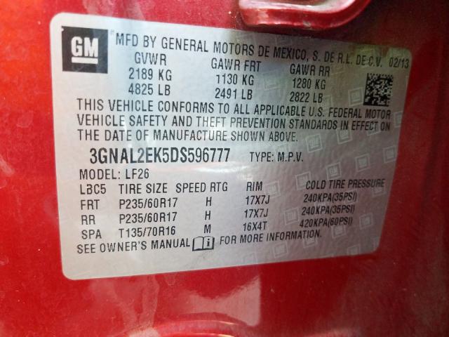 3GNAL2EK5DS596777 - 2013 CHEVROLET CAPTIVA LS 红色 照片 10