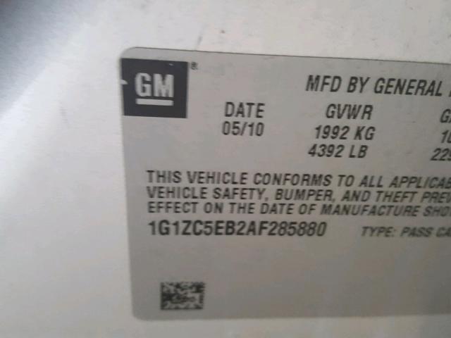 1G1ZC5EB2AF285880 - 2010 CHEVROLET MALIBU 1LT SILVER photo 10