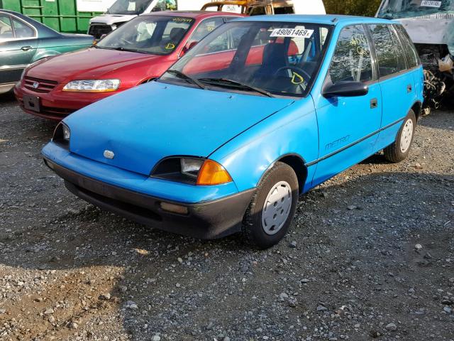 2C1MR6469M6704636 - 1991 GEO METRO BASE BLUE photo 2