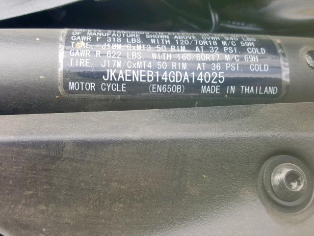 JKAENEB14GDA14025 - 2016 KAWASAKI EN650 B BLACK photo 10