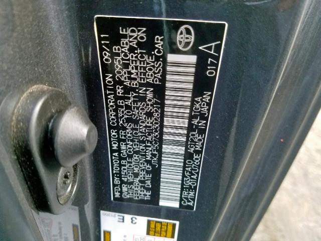 JTKJF5C73C3028217 - 2012 TOYOTA SCION TC ნაცრისფერი ფოტო 10