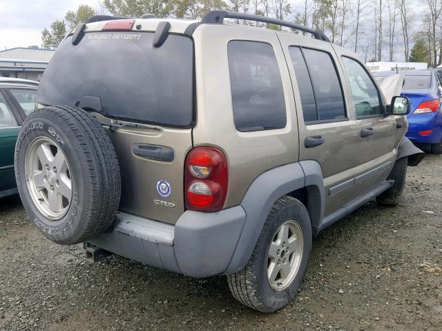 1J4GL48585W698126 - 2005 JEEP LIBERTY SP TAN photo 4