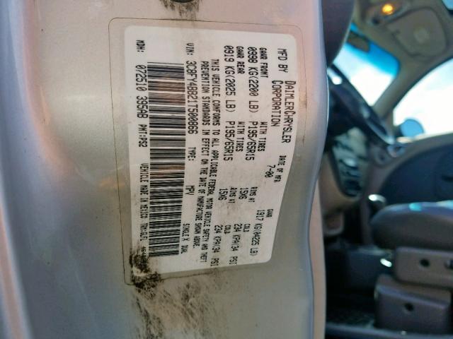 3C8FY4BB21T500866 - 2001 CHRYSLER PT CRUISER GRAY photo 10