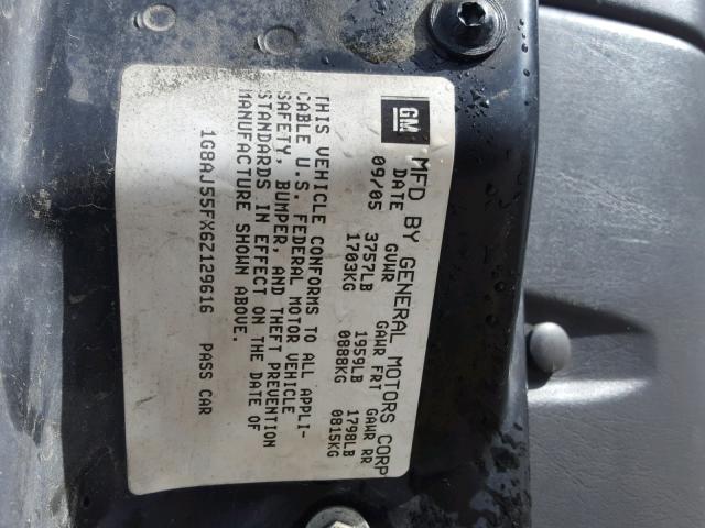 1G8AJ55FX6Z129616 - 2006 SATURN ION LEVEL SILVER photo 10