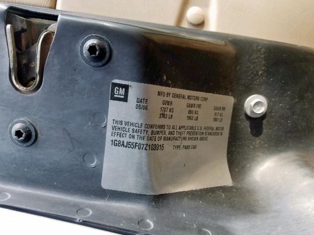 1G8AJ55F07Z103916 - 2007 SATURN ION LEVEL WHITE photo 10