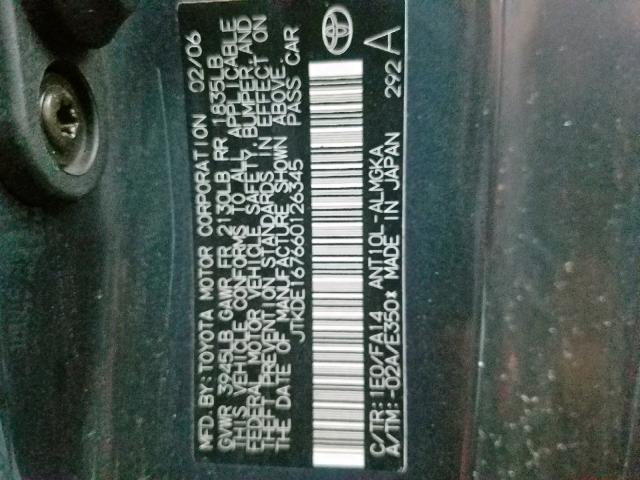 JTKDE167660126345 - 2006 TOYOTA SCION TC ნაცრისფერი ფოტო 10