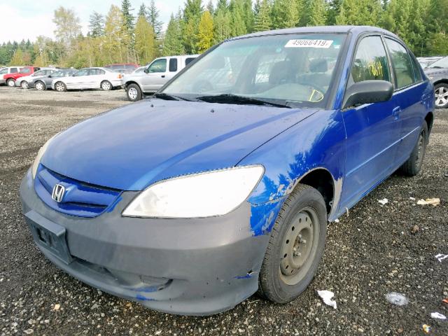 1HGES16364L005216 - 2004 HONDA CIVIC DX V BLUE photo 2